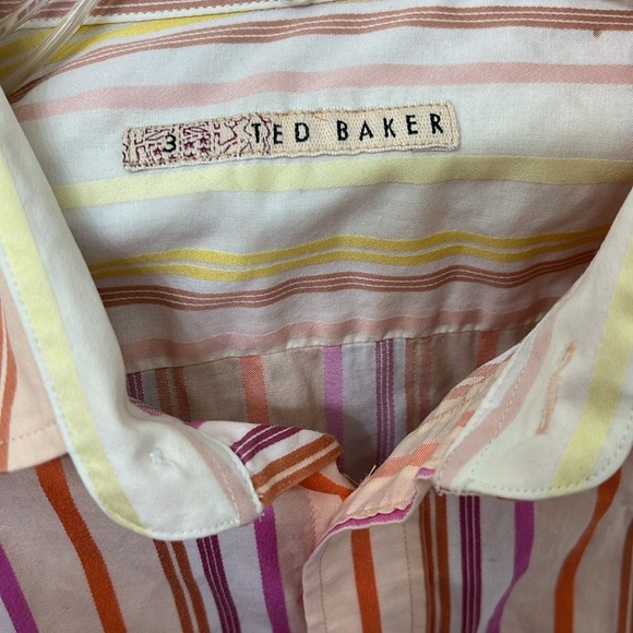Ted Baker Men’s Striped Long Sleeve Button Down Size 3 - Picture 3 of 4